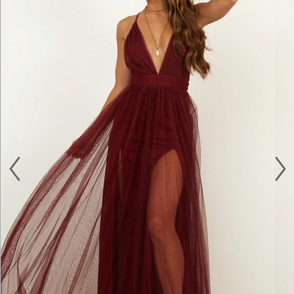 Showpo Celebrate tonight Maxi dress. Wine color. Size Small. - Picture 8 of 10